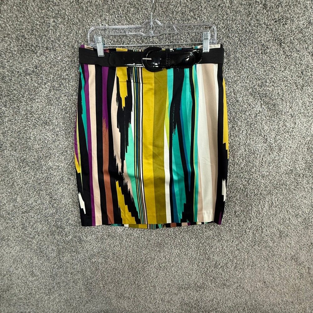Worthington Multi Color Striped Pencil Skirt with Belt Size 12